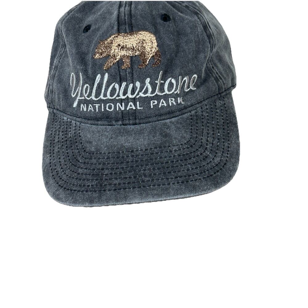 Yellowstone National Park Strapback Hat Solid Gray One Size Embroidered
